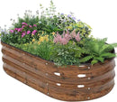 Galvanized Raised Garden Bed Outdoor - 4×2×1ft Planter Raised Beds for Gardening | Oval Metal Garden Planter Box with Safety Edging and Gloves for Vegetables Fruits and Flowers - Grain by GreenHaven Gardens