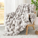 Touchat Luxury 1000GSM Faux Rabbit Fur Throw Blanket, Super Heavy Warm Cozy Grey Blankets for Couch Bed Sofa, Ruched Plush Fuzzy Elegant Soft Reversible Mink Blanket for Living Room Bedroom by CozyNest Decor