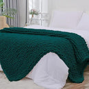 Bigacogo Chunky Knit Throw Blanket for Couch, 51x63 inches, 100% Hand Knitted with Thick Jumbo Chenille Yarn, Cozy Soft Large Rope Knot Cable Crochet Blankets for Sofa Bed Living Room, Dark Green by CozyNest Decor