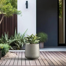 Kante 11.6" Dia Round Concrete Planter, Outdoor Indoor Large Plant Pots Containers with Drainage Hole and Rubber Plug for Home Garden Patio, Buff Concrete by GreenHaven Gardens