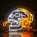 Skull Headphone Neon Sign Headphone Neon Light for Wall Decor LED Dimmable USB Skull Light Up Sign for Halloween Party Game Room Personalized Gifts(12.6 * 16.5In) by CozyNest Decor