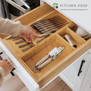 Premium Silverware and Utensil Drawer Organizers – Slanted 3-Compartment and 5-Compartment Design, Labeled Slots, Non-Slip Feet, 100% Sustainable Bamboo, 2 Pack by CozyNest Decor