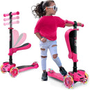 Hurtle 3-Wheeled Scooter for Kids - Wheel LED Lights, Adjustable Lean-to-Steer Handlebar, and Foldable Seat - Sit or Stand Ride with Brake for Boys and Girls Ages 1-14 Years Old by TinyTreasures Baby Boutique