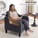 Accent Chair for Living Room, Mid Century Modern Reading Chair for Bedroom, Upholstered Armchair with Side Pockets, Comfy Single Sofa Side Chair for Office, Apartment, Small Room, Dark Grey by CozyNest Decor