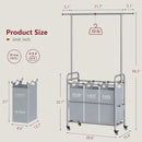 Tajsoon Laundry Sorter with Hanging Bar, 3 Section Rolling Laundry Hamper with Heavy Duty Lockable Wheels, Laundry Basket with Hanging Rack for Bedroom, 3 Gray by CozyNest Decor