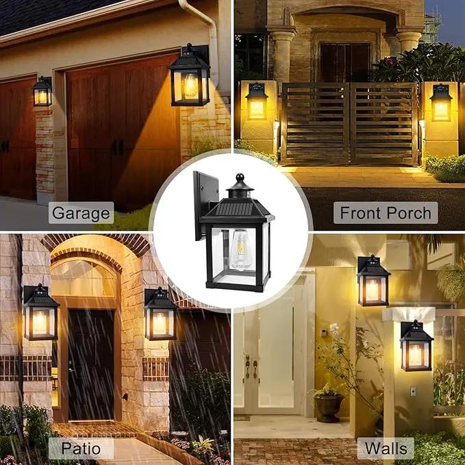 Solar Wall Lights Outdoor, Dusk to Dawn Motion Sensor Lights Waterproof, Solar Porch Lights with 3 Modes & Motion Sensor, Lantern Light Fixture for Patio Garage Entryway Garden, photo 6 of 9