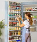 White 10-Tier Over The Door Pantry Organizer, Pantry Organization and Storage, Metal Hanging Adjustable Basket, Wall Spice Rack Seasoning Shelves, Home & Kitchen Essentials by CozyNest Decor