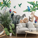 Safari Animal Wall Decals for Kids by Lipastick-Peel and Stick Jungle Stickers Giraffe, Elephant, Hippo, Palm Tree, Parrot for Toddlers Room, Nursery, Playroom, Classroom, Daycare Decor Art- XXL by TinyTreasures Baby Boutique