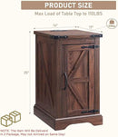 JXQTLINGMU Farmhouse Nightstand Set of 2 with Charging Station, 17" D Rectangular End Table with Barn Door & Adjustable Storage Shelf, Wood Rustic Sofa Side Table for Living Room, Bedroom, Brown by CozyNest Decor