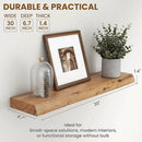 30" Floating Shelves, Live Edge Solid Elm Wood Floating Shelf, Wall Mounted Display Shelves with Heavy-Duty Bracket for Books, Rustic Wooden Shelf for Kitchen, Bathroom, Natural Color, Set of 2 by CozyNest Decor