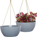 12 Inch 2 Pack Large Hanging Planters for Indoor Outdoor Plants, Plastic Hanging Basket Pots for House Plants Flowers, Grey by GreenHaven Gardens