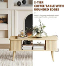 LAZZO Coffee Table with Storage Center Table for Living Room Rectangle Coffee Table with Rounded Edges,Easy Assembly, Natural Wood by CozyNest Decor