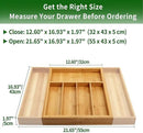 VaeFae Premium Bamboo Drawer Organizer, Expandable Silverware Drawer Organizer, Cutlery Tray with Dividers for Kitchen Utensils (Natural, Large)