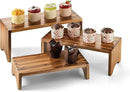 Acacia Wood Risers Display Stands Set of 3 - Wooden 3 Tier Cupcake Stand - 3 Tiered Riser for Vendors - Decorative Display Risers for Food Desserts Stand, Perfume, Funko POP at Party Wedding by CozyNest Decor