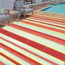 Outdoor Waterproof Rug 9'x12' Plastic Straw Rugs Washable Reversible Floor Mat Rainbow Stripe Carpet for Camping RV Deck Entryance Porch Picnic Balcony Beach Backyard by GreenHaven Gardens