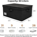 GRANNY SAYS Fabric Storage Bin with Lid, Linen Closet Organizers and Storage Baskets, Large Storage Box, Clothes Bins for Closet Organizing, Jumbo, Black, 1-Pack by CozyNest Decor
