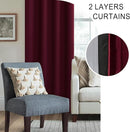 XWZO 100% Blackout Window Curtains - Thermal Insulated & Noise Reduction Black Liner Rod Pocket Window Treatment Sewn with Tiebacks for Bedroom/Living Room, Burgundy, W52 x L54, Set of 2 by TinyTreasures Baby Boutique