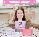 Jewelkeeper Musical Jewelry Box with Alphabet Sticker - Personalize with Names - with 1 Pullout Drawer and Spinning Unicorn Doll - Beautiful Dreamer Tune - Ideal for Kids 5 and Up - 5.37"Lx7.25"Wx4"H by TinyTreasures Baby Boutique