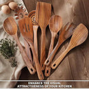 9 PCS Kitchen Utensils Set - Wooden Spoons for Cooking, Natural Teak Wooden Utensils - Includes Wooden Spoons, Spatula Set, Slotted Spoon - Handmade Wooden Spoon Set by CozyNest Decor