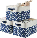 DECOMOMO Blue Storage Bins Fabric Storage Baskets for Shelves, Linen Closet Organization Toys Nursery (Blue Patterns, Large - 3 Pack) by CozyNest Decor