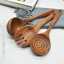 GreyWooden Kitchen Utensil Set, 6Pcs Wooden Cooking Utensils for Non-Stick Pan, 100% Natural Teak Wooden Spatula by CozyNest Decor