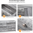 VINGLI Gray Dresser 6 Drawer, 54" Long Dresser for Bedroom, Wood Chest of Drawers with Textured Drawer Fronts, Rustic Grey Dressers Chest, 14.5" D x 53.9" W x 29.1" H by TinyTreasures Baby Boutique