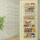 Over The Door Pantry Organizer, Wall Mount Spice Rack, Pantry Hanging Storage and Organization, 8 Adjustable Baskets Heavy-Duty Metal for Home & Kitchen, Back of Door Seasoning Rack - White by CozyNest Decor