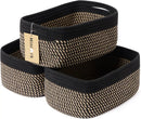 Small Storage Baskets for Organizing | Closet Organizer Bins | Shelf Toy Basket | Woven Rope Baskets | Cube Decorative Box | Shallow Basket | 13x8.5x5.1” | 3 Packs Black Brown by GreenHaven Gardens