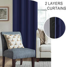 XWZO 100% Blackout Curtains 63 Inches Long with Tiebacks- Heat and Full Light Blocking, Thermal Insulated Rod Pocket Window Panels for Bedroom/Nursery, Navy Blue, W52 x L63, Set of 2 Draperies by TinyTreasures Baby Boutique