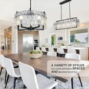 IKK Modern Black Crystal Chandeliers for Dining Room, Luxury Water Ripple Glass Light Fixture, Elegant Farmhouse Round Lighting for Kitchen Island, Bar Table, D20 by CozyNest Decor