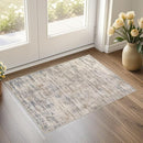 2x3 Entryway Area Rugs: Washable Neutral Abstract Small Rug Door Mat Non-Slip Soft Low Pile Indoor Carpe for Entrance Kitchen Front Door Bathroom Entry Kids Room - Brown by TinyTreasures Baby Boutique