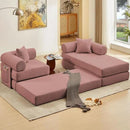 107" Oversized Convertible Sleeper Sofa Bed, Corduroy L Shape Sectional Couch, Folding Sofa Bed with Side Pocket, Modern Cloud Floor Mattress Couch, Modular Sofa for Living Room, Pink by CozyNest Decor