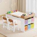 Kids Art Table and Chair - Toddler Craft Table and Chairs Set with 2 Chair & Bins, Kids Activity Desk with Paper Roll for Playrooms & Classroom, 44" L x 24" W, Natural by CozyNest Decor