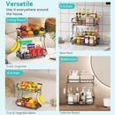 2 Tier Fruit Basket with 2 Banana Hangers, Detachable Countertop Fruit Bowls for Kitchen Counter, Metal Wire Fruit Vegetable Storage Holder Stand with Wooden Handles for Bread, Snacks, Veggies by CozyNest Decor