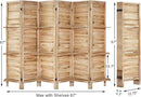 Room Divider with Shelves, Privacy Screen, Room Dividers and Folding Privacy Screens, 6 Panel Wood Temporary Wall Partition Separation Separator, Natural by CozyNest Decor