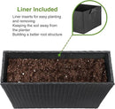 LEWIS&WAYNE Tall Planters for Outdoor Plants Handmade Wicker Large Rectangular Block Planter Box with Removable Liners Modern Planter for Indoor Outdoor Patio Deck - Black by GreenHaven Gardens