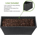 LEWIS&WAYNE Tall Planters for Outdoor Plants Handmade Wicker Large Rectangular Block Planter Box with Removable Liners Modern Planter for Indoor Outdoor Patio Deck - Black by CozyNest Decor