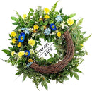 WANNA-CUL 24 Inch Spring Summer Carnation Wreaths for Front Door, Spring Front Door Wreath with Blue &Yellow Flowers Door Wreath with Pomegranates,Daisy for Wedding by CozyNest Decor