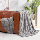 Cozy Bliss Checkered Faux Rabbit Fur Grey Throw Blanket, Soft Fuzzy Fluffy Minky Furry Blankets for Couch, Bed (50 * 60 Inches Light Grey) by CozyNest Decor
