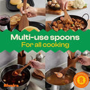 Riveira Teak Wooden Spoons for Cooking Set of 6 – Natural Teak Wooden Cooking Utensils, Wooden Spatula, Wooden Spoon - Premium Quality Wooden Utensil Set for Non-Toxic Cooking by CozyNest Decor