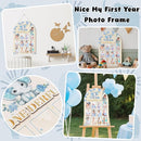 R HORSE My First Year Photo Display Wood Board - 3D Blue Elephant Baby's First Year Picture Frame, 12 Months Milestone Board Neutral Baby Keepsake Gift 1st Birthday Nursery Decor for Boy Girl by TinyTreasures Baby Boutique