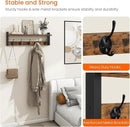 Homode Coat Rack with Wall Mount, 24 Inch Long Entryway Wall Shelf with Hooks, Wood Hanger with Storage Shelf for Bathroom, Hallway, Rustic Brown Black by CozyNest Decor