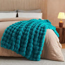 Lotus Karen Faux Fur Teal Throw Blanket - Big Bubble Rabbit Fluff Blanket for Couch Bed Sofa,Softest Fluffy Fuzzy Cozy Blanket,Thick Furry Plush Shaggy Warm Blankets for Women,50x60 Inches by CozyNest Decor