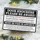 No Soliciting Sign for House Front Door - Funny Metal Tin Signs Room Decor Door Knockers Please Be Aware Warning Yard Sign, Home Bedroom Wall Art Decorations 8x12 Inch by CozyNest Decor