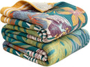 MSGKV Cotton Bed Blanket for Couch and Sofa Blankets for Living Room Bedroom Reversable Florals Throw 80"x90" Breathable Cozy Boho Blankets by CozyNest Decor