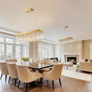 Modern Gold Crystal Chandelier,Rectangular K9 Crystal Raindrop Light Fixture,6 Light Rectangle Chandeliers for Dining Room Living Room Kitchen Island L31.5''xW10''xH10'' by CozyNest Decor