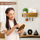 Rebee Vision Decorative Key Holder for Wall with Shelf: Farmhouse Mail Rack with 5 Sturdy Key Hooks for Home Decor, Apartment, Entryway and Hallway (Light Brown) by CozyNest Decor