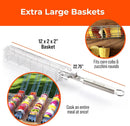 Kabob Grilling Basket Set of 4 with Removable Handle – Stainless Steel Baskets for Grilling Vegetables, Fish & Kabobs – Outdoor BBQ Accessories with Heavy-Duty Scrub Sponge by GreenHaven Gardens
