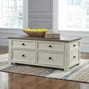 Signature Design by Ashley Bolanburg Farmhouse Lift Top Coffee Table with Drawers, Antique Cream & Brown by CozyNest Decor