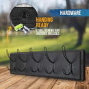 HBCY Creations Black Rustic Coat Rack Wall Mount with 5 Hooks, Solid Pine Wood 24 inch Wall Hooks for Entryway, Mudroom, Hallway, Bathroom - Vintage Farmhouse Style Wall Mounted Towel Rack by CozyNest Decor